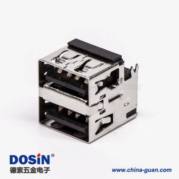 雙層usb母座封裝dip彎式90度兩腳插板 雙層usb母座封裝dip彎式90度兩腳插板