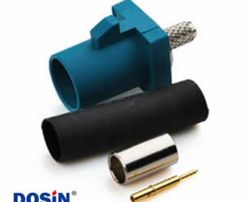 Fakra SMB連接器Z型公頭水藍色壓接焊接汽車天線接線RG316 RG174