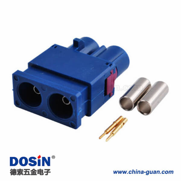 Fakra Z公接頭雙頭藍色焊接接線RG316 RG174汽車GPS天線用連接器