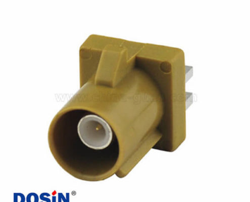 Fakra轉接頭K型公頭卡板式PCB板安裝咖喱色/1027收音機用連接器