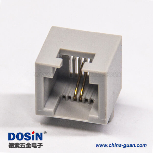 rj11連接器6p2c彎式全塑插pcb板網絡模塊化連接器 rj11連接器6p2c彎式全塑插pcb板網絡模塊化連接器