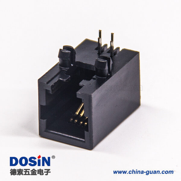 rj11 4p4c封裝模塊化網口連接器90度彎角全塑帶定位柱穿孔式 rj11 4p4c封裝模塊化網口連接器90度彎角全塑帶定位柱穿孔式