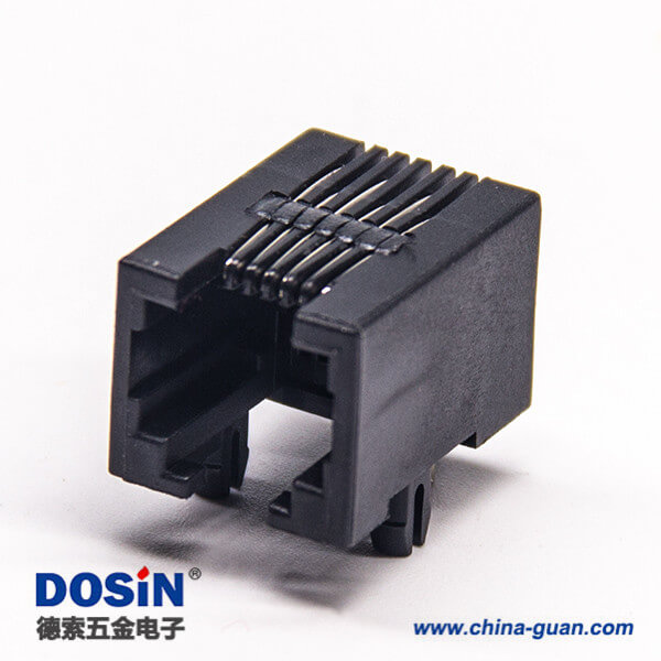 rj12 6p6c母頭彎頭插板不帶屏蔽不帶燈接PCB板 rj12 6p6c母頭彎頭插板不帶屏蔽不帶燈接PCB板