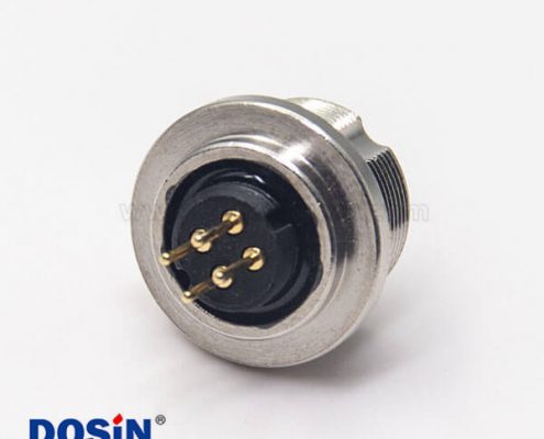 圓形插座連接器M9母頭直式插孔接pcb板4芯連接器