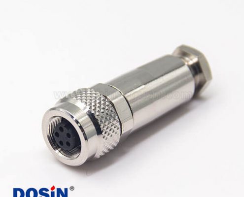 全金屬防水連接器M9 5芯母頭直式組裝接頭