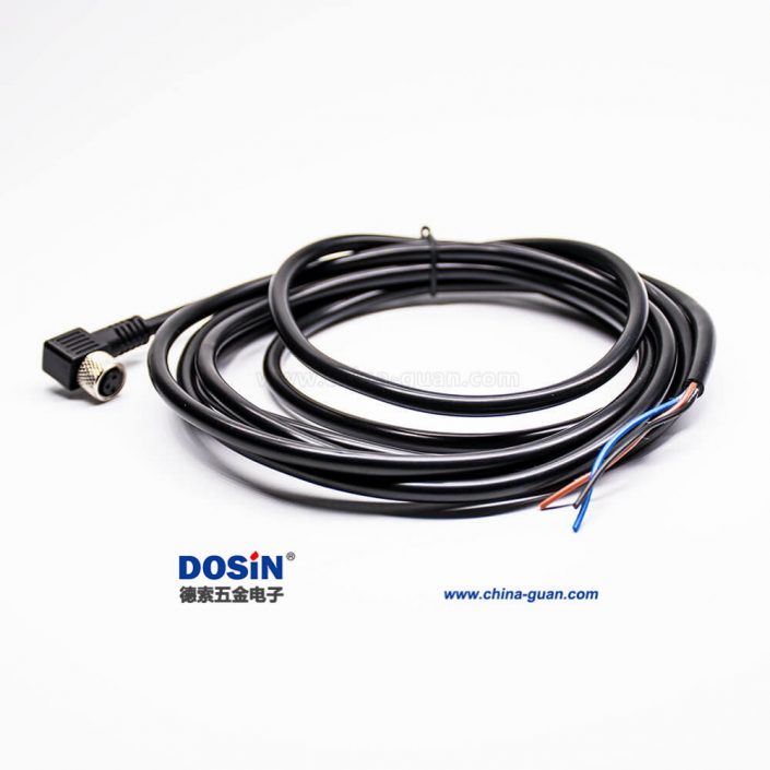 m8傳感器連接線3芯母頭彎式單邊線焊接接線26AWG 3米 m8傳感器連接線3芯母頭彎式單邊線焊接接線26AWG 3米