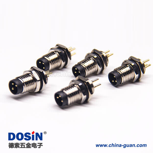 3芯防水圓形連接器m8公頭后鎖板插板式