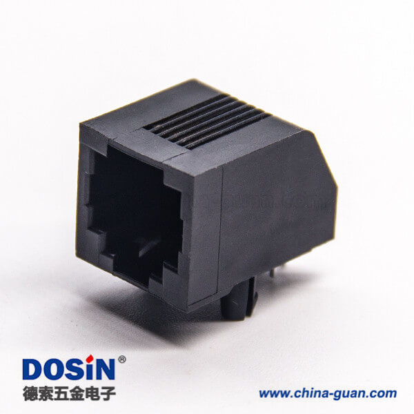 rj12母座6p6c彎式90度黑色全塑不帶燈插板 rj12母座6p6c彎式90度黑色全塑不帶燈插板