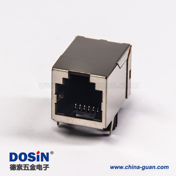 rj12網絡接口彎式插座插PCB板金屬外殼帶屏蔽不帶燈 rj12網絡接口彎式插座插PCB板金屬外殼帶屏蔽不帶燈