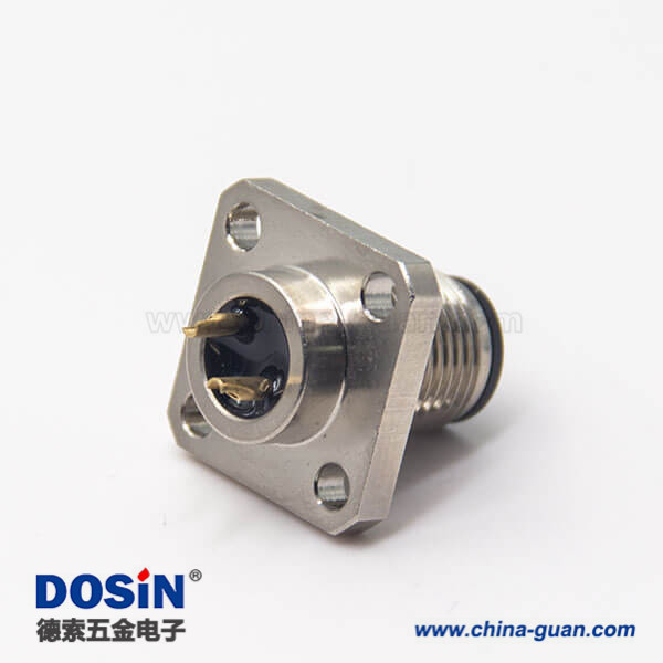 網絡接頭m12板端插座公頭直式2pin帶4孔法蘭安裝焊線式 網絡接頭m12板端插座公頭直式2pin帶4孔法蘭安裝焊線式