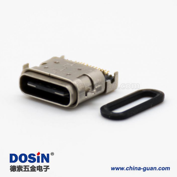 typeC口3.1沉板式插孔式貼板式24芯直式防水連接器 typeC口3.1沉板式插孔式貼板式24芯直式防水連接器