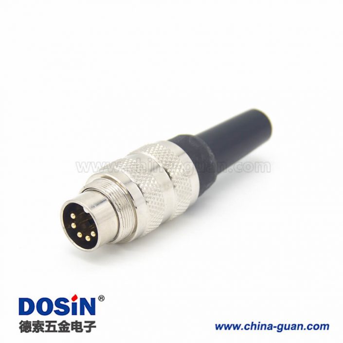 M16插頭5芯直式公頭接線安裝對接連接器 M16插頭5芯直式公頭接線安裝對接連接器
