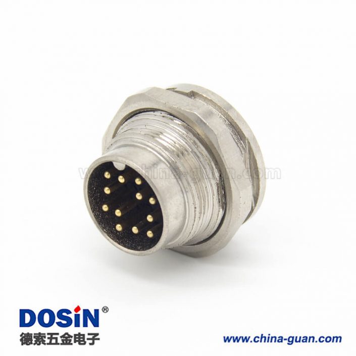 工業防水插頭M16 12芯公頭直式接線/面板連接器 工業防水插頭M16 12芯公頭直式接線/面板連接器