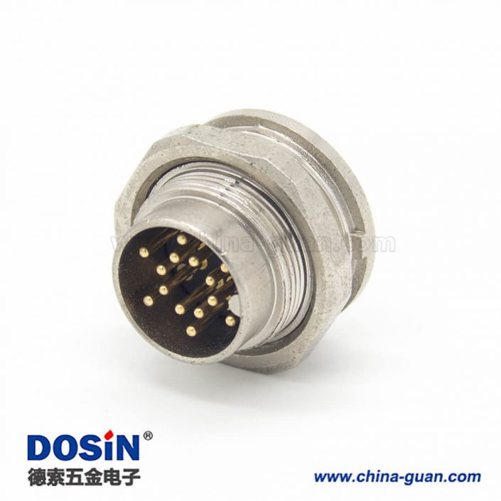 14芯插座 M16直式公頭接線/面板連接器 14芯插座 M16直式公頭接線/面板連接器