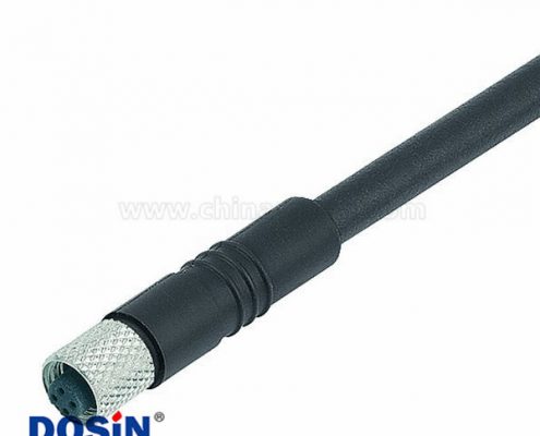 M5 4芯母插頭螺紋對接式M5注塑接頭接1M 26AWG線