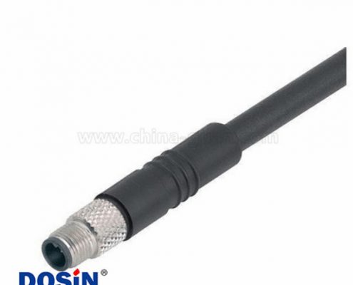 M5 3芯公插頭注塑防水式航空插頭接1米美標(biāo)26AWG線