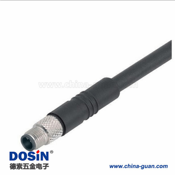 M5 3芯公插頭注塑防水式航空插頭接1米美標26AWG線 M5 3芯公插頭注塑防水式航空插頭接1米美標26AWG線