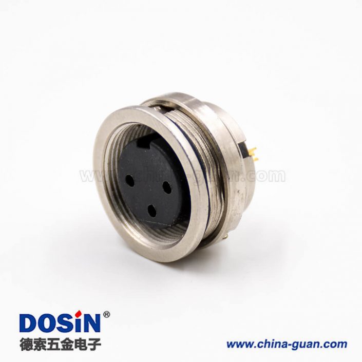 M16穿墻3芯母頭板端插座直式A扣后鎖穿墻焊杯接線連接器 M16穿墻3芯母頭板端插座直式A扣后鎖穿墻焊杯接線連接器