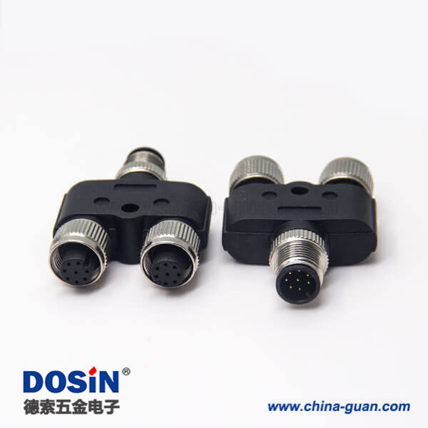 m12螺紋轉(zhuǎn)接頭8pinY型一公轉(zhuǎn)兩母