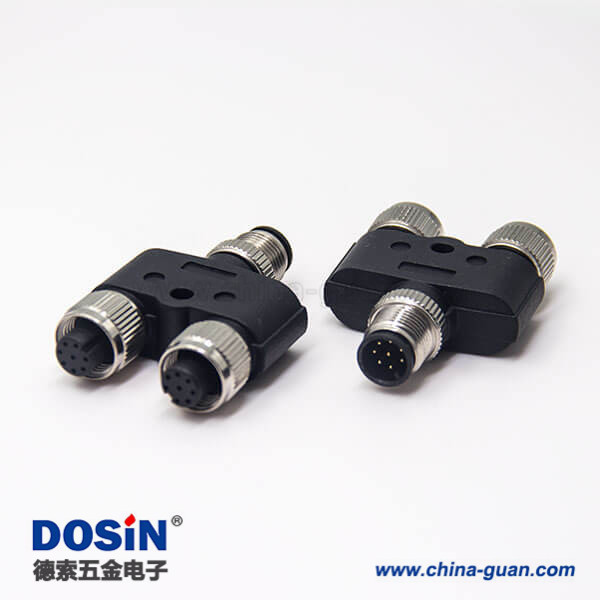 m12螺紋轉(zhuǎn)接頭8pinY型一公轉(zhuǎn)兩母 m12螺紋轉(zhuǎn)接頭8pinY型一公轉(zhuǎn)兩母