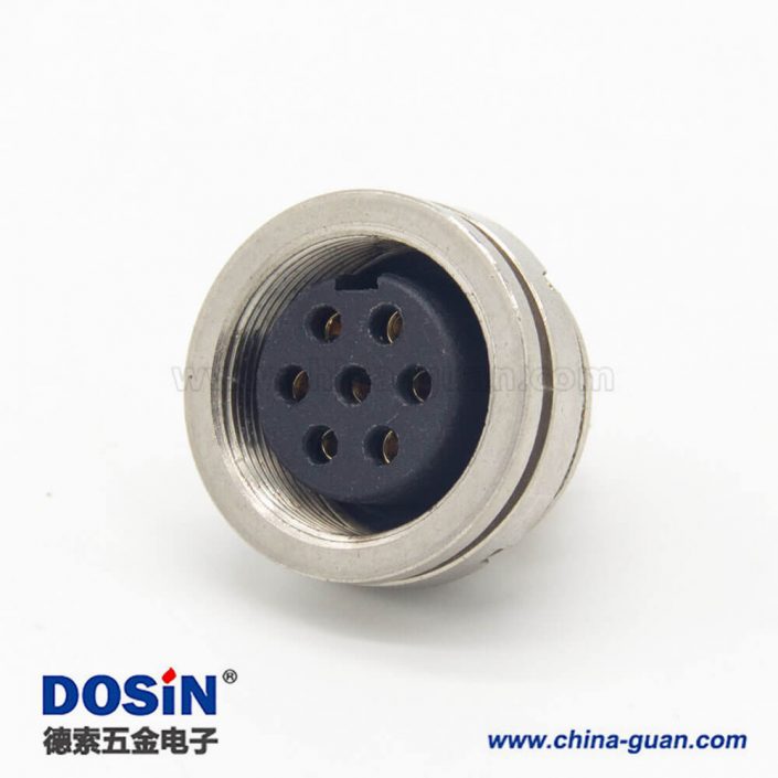 M系列連接器M16 7芯直式母插座后鎖穿墻面板安裝焊線 M系列連接器M16 7芯直式母插座后鎖穿墻面板安裝焊線