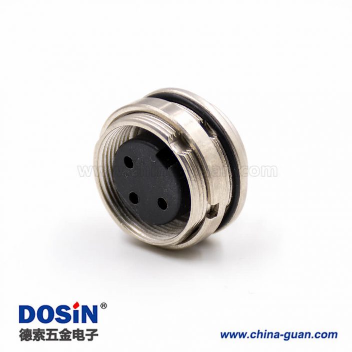 3芯插座M16母頭A扣直式焊杯接線前鎖穿墻板端插座連接器 3芯插座M16母頭A扣直式焊杯接線前鎖穿墻板端插座連接器