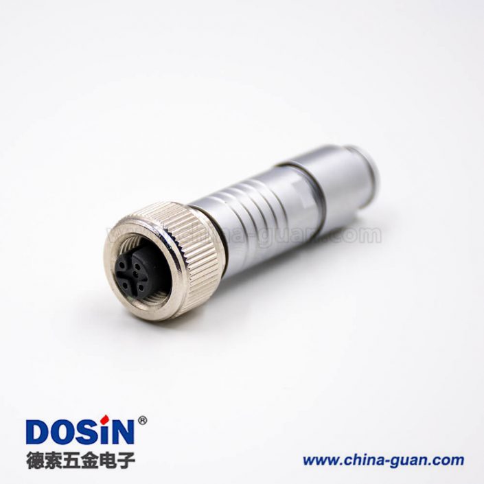 M12插頭5芯防水A扣母頭直式組裝接頭金屬線連接器接線帶屏蔽 M12插頭5芯防水A扣母頭直式組裝接頭金屬線連接器接線帶屏蔽