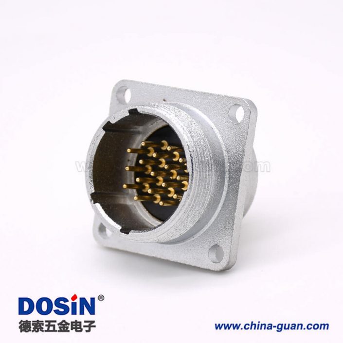 插座 公頭P24 17芯直式連接器方形四孔法蘭安裝焊杯接線 插座 公頭P24 17芯直式連接器方形四孔法蘭安裝焊杯接線