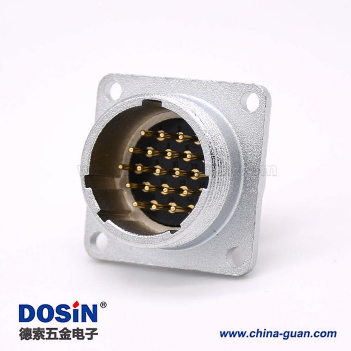 法蘭安裝P24 19芯公頭直式插座連接器焊杯接線 法蘭安裝P24 19芯公頭直式插座連接器焊杯接線