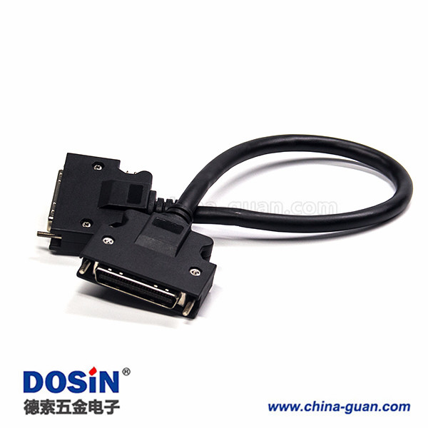 50針SCSI連接線HPCN型黑色塑膠殼公轉(zhuǎn)公直式螺絲鎖接雙邊線1米 50針SCSI連接線HPCN型黑色塑膠殼公轉(zhuǎn)公直式螺絲鎖接雙邊線1米