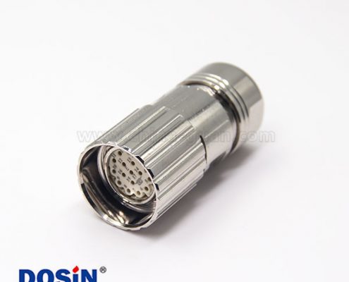 M23接頭直式17母頭電纜插頭623金屬接頭電源連接器