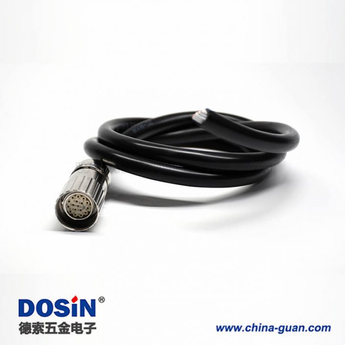 M23連接電纜17芯單邊直式母頭傳感器連接器1米 M23連接電纜17芯單邊直式母頭傳感器連接器1米