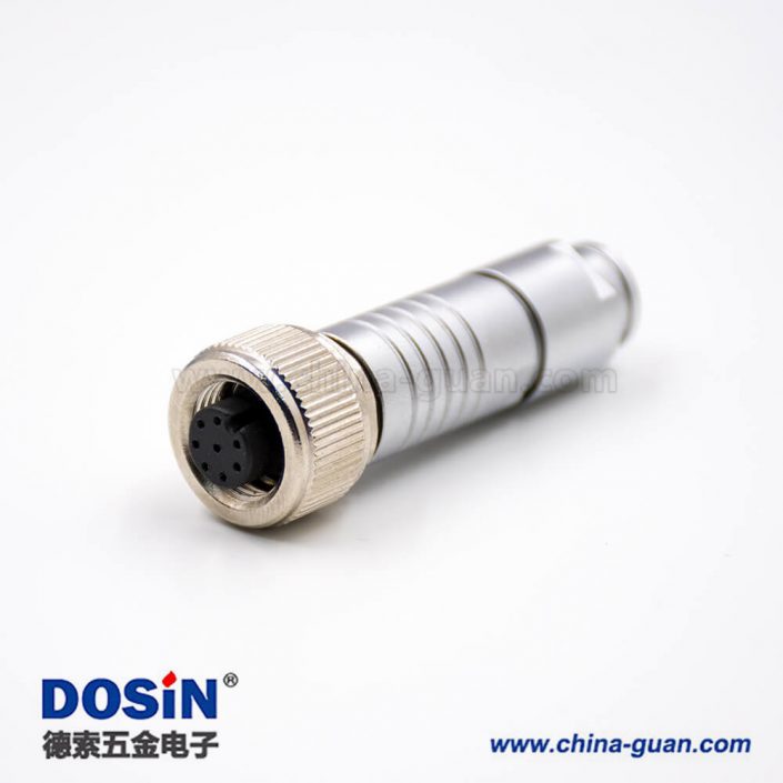 M12母插頭8芯防水A扣母頭180°組裝接頭接線連接器帶屏蔽 M12母插頭8芯防水A扣母頭180°組裝接頭接線連接器帶屏蔽