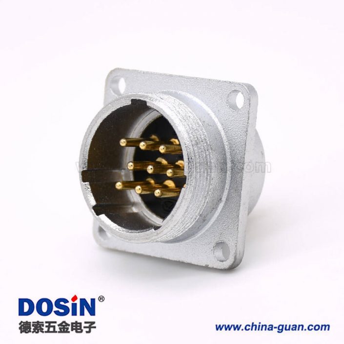 P24公頭9芯直式插座方形四孔法蘭安裝焊杯接線 P24公頭9芯直式插座方形四孔法蘭安裝焊杯接線