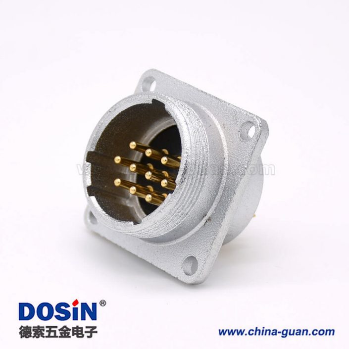 公插座P24 10芯直式連接器方形四孔法蘭安裝焊杯接線 公插座P24 10芯直式連接器方形四孔法蘭安裝焊杯接線