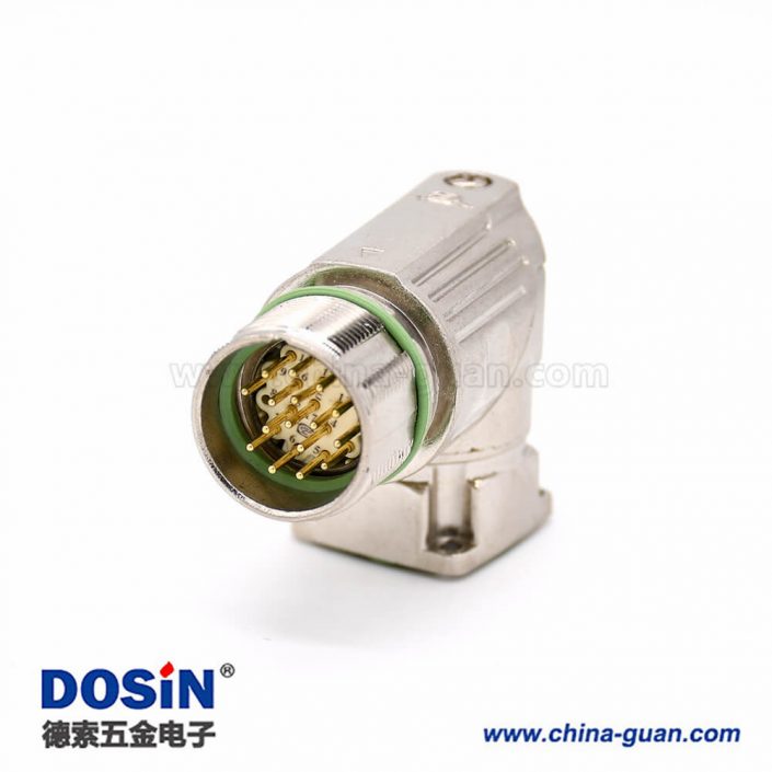 工業(yè)防水插座 16芯彎式公頭四孔法蘭連接器 工業(yè)防水插座 16芯彎式公頭四孔法蘭連接器