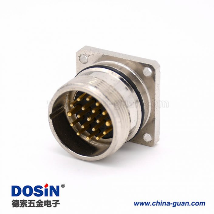 19芯插座 M623 直式接線方型四孔法蘭公頭連接器 19芯插座 M623 直式接線方型四孔法蘭公頭連接器