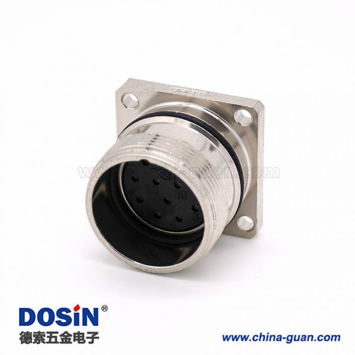 工業(yè)連接器母頭 M623 直式接線12芯方型四孔法蘭插座 工業(yè)連接器母頭 M623 直式接線12芯方型四孔法蘭插座