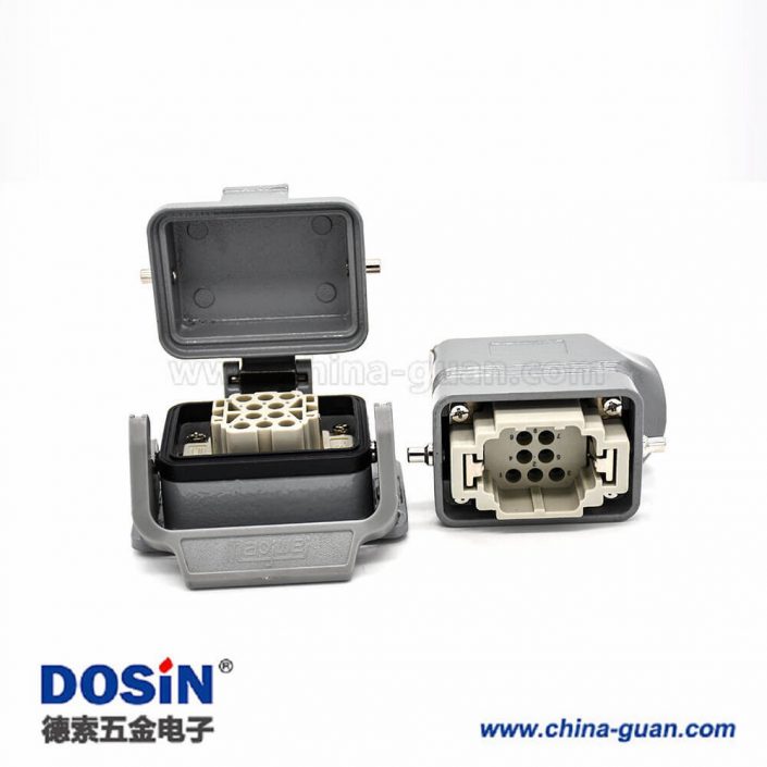 重載連接器H6B開孔安裝公母對接斜出口螺紋M20不帶針公頭10芯帶金屬防塵蓋 重載連接器H6B開孔安裝公母對接斜出口螺紋M20不帶針公頭10芯帶金屬防塵蓋