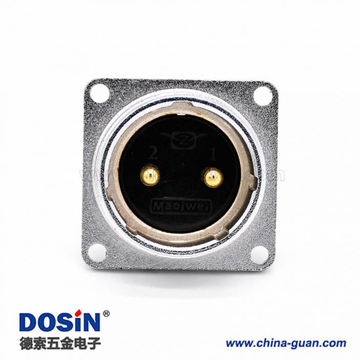 2芯插座P28直式公頭4孔法蘭連接器 2芯插座P28直式公頭4孔法蘭連接器