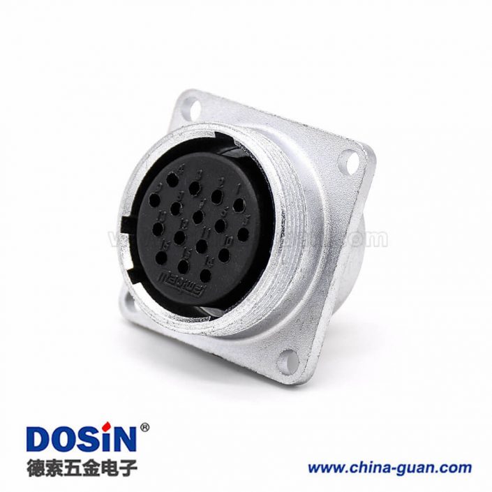 16芯工防插座P28 1直式母頭方型法蘭連接器 16芯工防插座P28 1直式母頭方型法蘭連接器