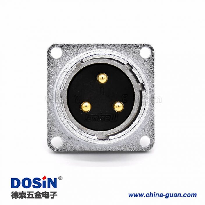 3芯法蘭插座 P28直式方型公頭連接器 3芯法蘭插座 P28直式方型公頭連接器