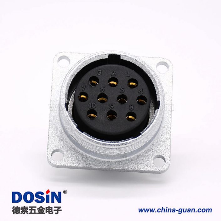 直式連接器P28母頭10芯插座法蘭安裝焊杯接線 直式連接器P28母頭10芯插座法蘭安裝焊杯接線