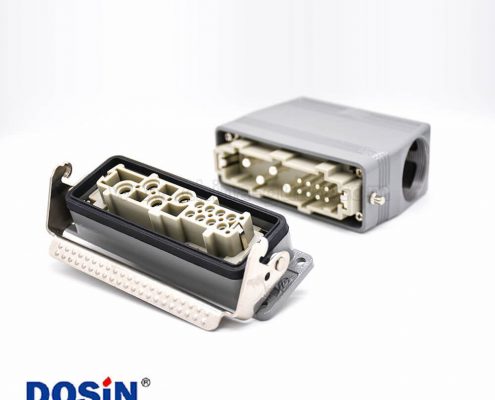 HDC連接器公母對接高結構斜出口開孔安裝12芯H24B外殼鐵扣PG29