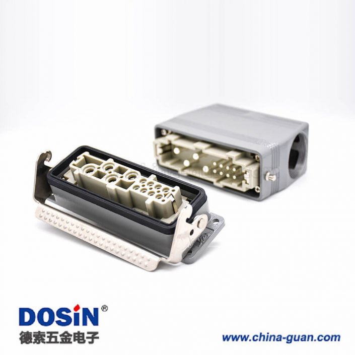 HDC連接器公母對接高結構斜出口開孔安裝12芯H24B外殼鐵扣PG29 HDC連接器公母對接高結構斜出口開孔安裝12芯H24B外殼鐵扣PG29