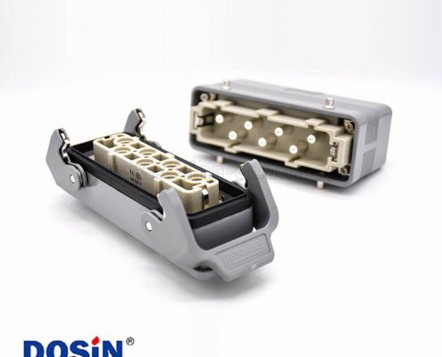 工業矩形重載連接器塑料鐵扣7芯H24B外殼頂出口開孔安裝公母對接M32