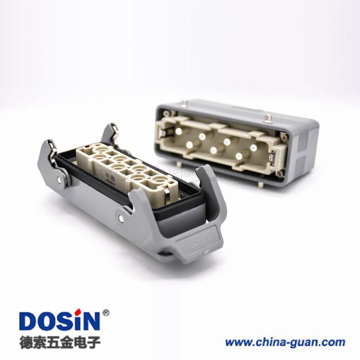 工業矩形重載連接器塑料鐵扣7芯H24B外殼頂出口開孔安裝公母對接M32 工業矩形重載連接器塑料鐵扣7芯H24B外殼頂出口開孔安裝公母對接M32