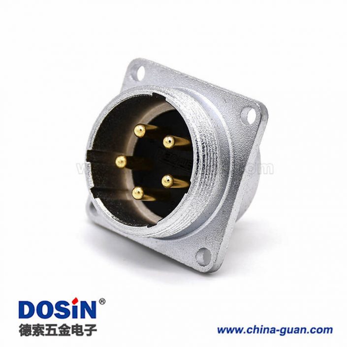 插座公頭P28 5芯直式四孔法蘭連接器 插座公頭P28 5芯直式四孔法蘭連接器