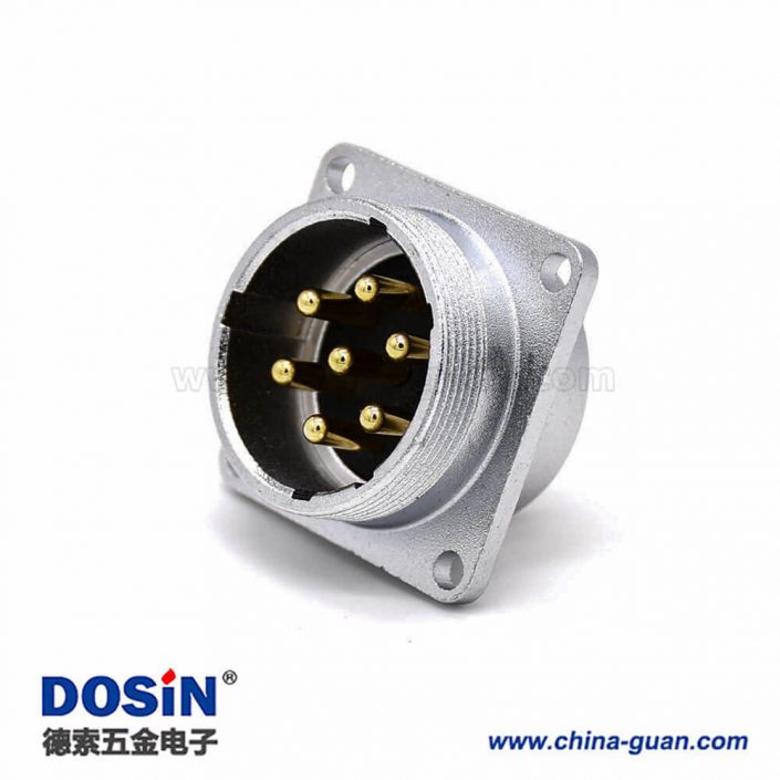 7芯插座P28公頭直式方型四孔法蘭連接器 7芯插座P28公頭直式方型四孔法蘭連接器