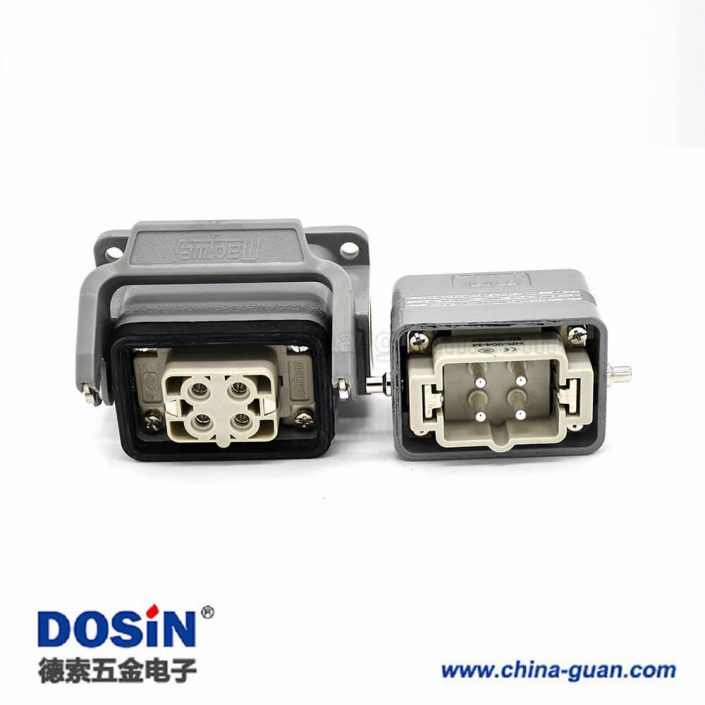 工業重載連接器H6B4芯鍍銀頂出口螺紋PG16表面安裝公母對接鋁合金外殼 工業重載連接器H6B4芯鍍銀頂出口螺紋PG16表面安裝公母對接鋁合金外殼